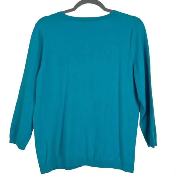 Talbots New Women’s L Pima Cotton Blend Button Up 3/4 Sleeve Stretchy Cardigan - Picture 2 of 6